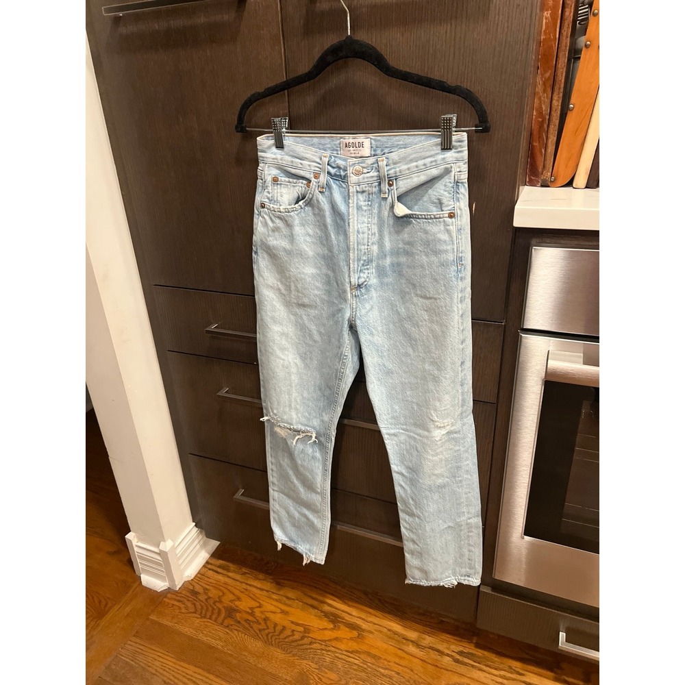 AGOLDE Riley High Rise Straight Crop Jeans Distressed Womens Size 26